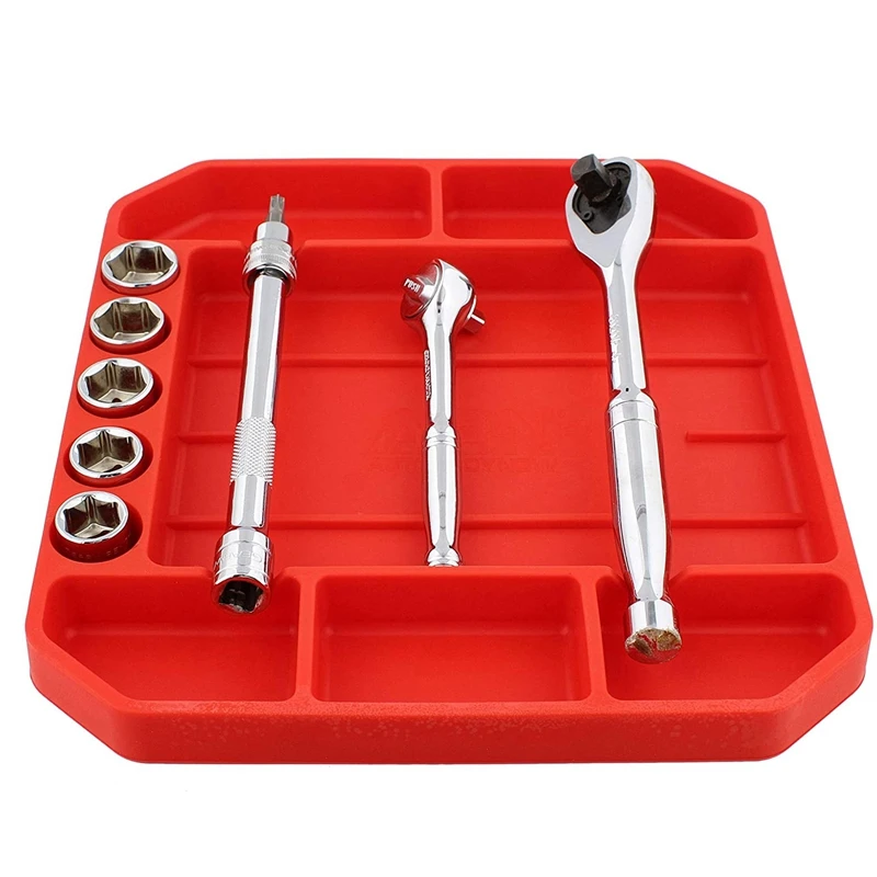 

Flexible Tool Tray Silicone Rubber Tools Organizer Non Slip Tool Holder Tray for Organizing Parts 10in x 9In
