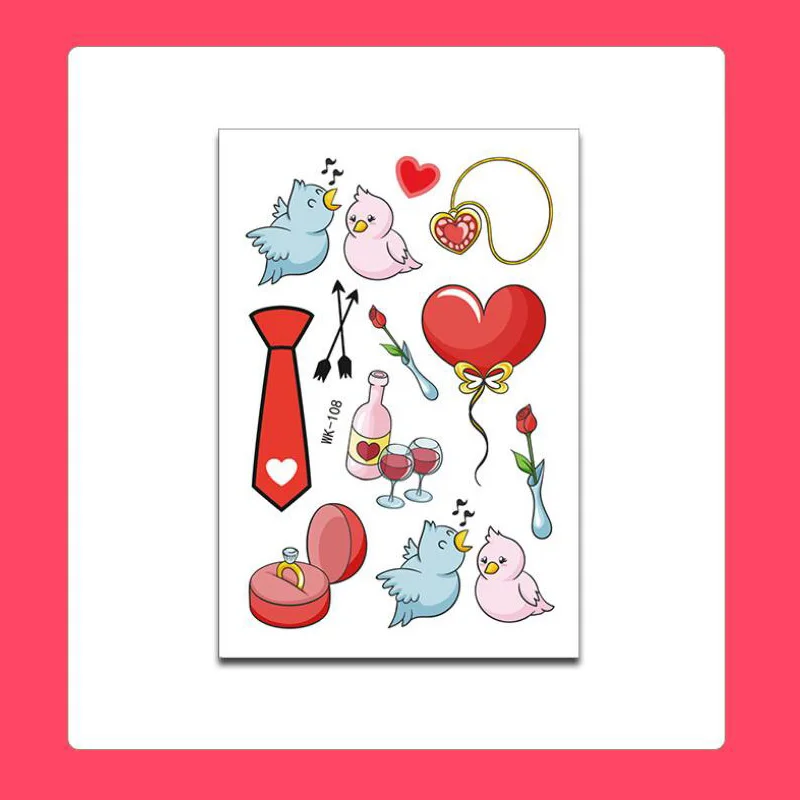 Женские Поддельные татуировки временные в форме сердца водонепроницаемые для