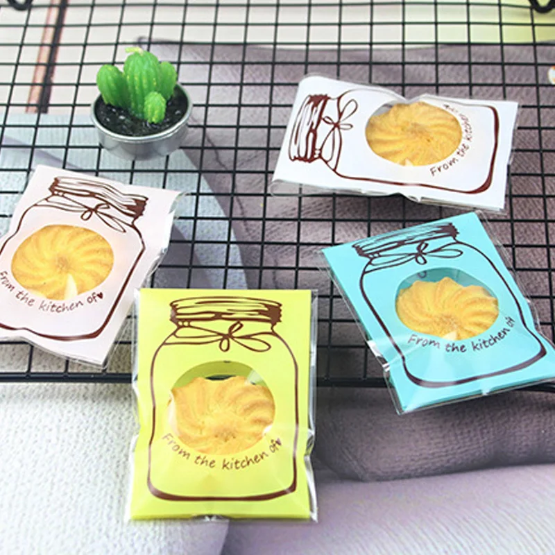 

100 шт./лот пластиковый пакет для конфет и печенья, свадебные сувениры, самоклеящиеся подарочные пакеты с узором для бутылок, товары для рожде...