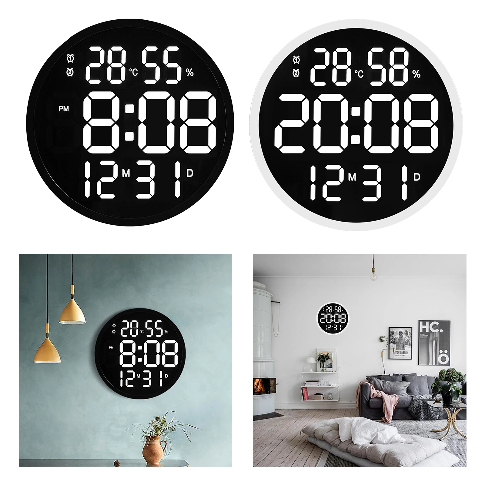 

LED Wall Clock Decorative Remote Digital Clocks Alarm Clock Date Timekeeping