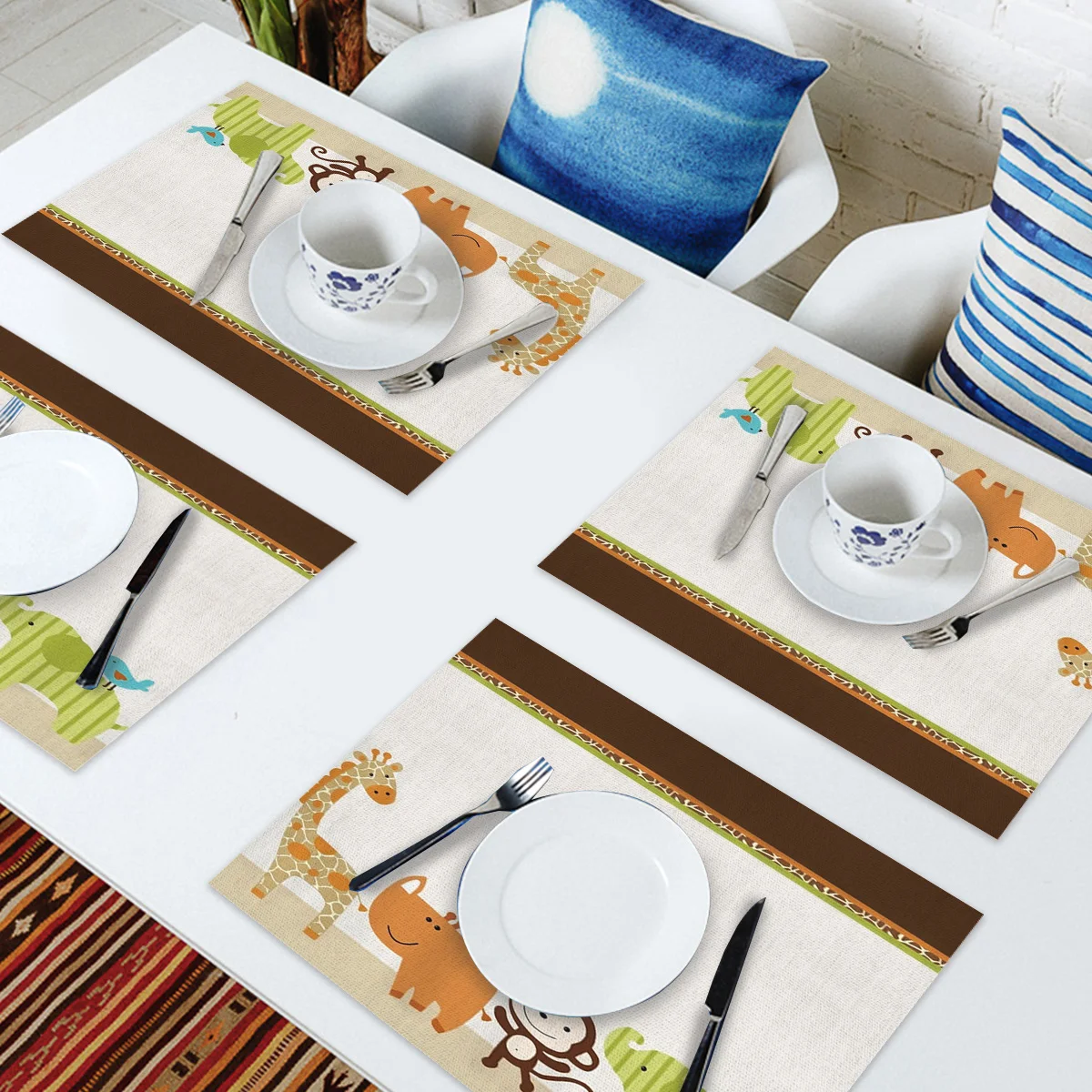 4 6 штук в партии комплект подложки под столовые приборы виде мультяшных животных