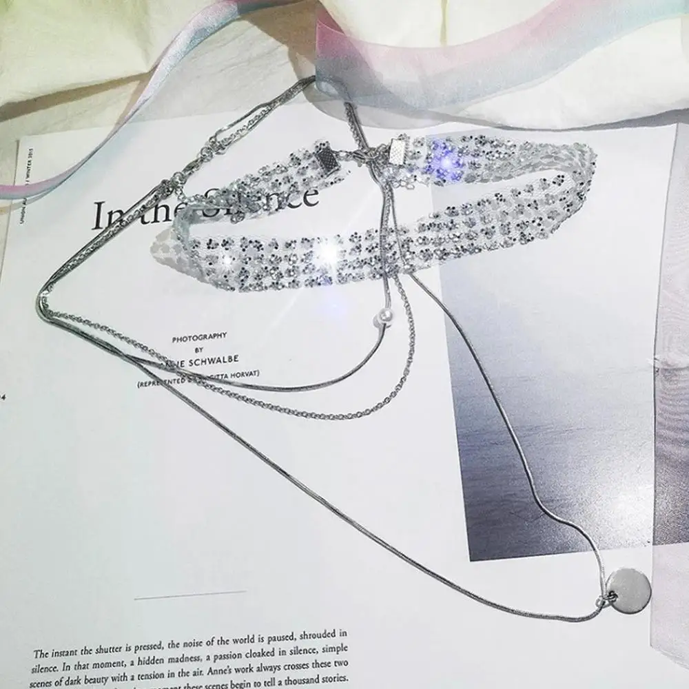 Хит Ins сексуальное колье из чистой пряжи многослойное чокер с жемчугом подвеской