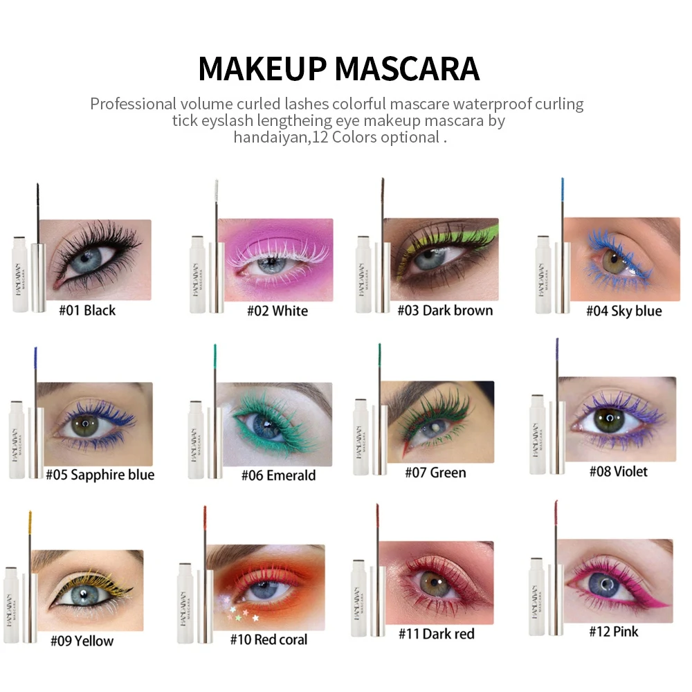 New 12 Colors Colorful Charming Lash Mascara Professional Volume Curled Lashes Extend Eye Makeup Thick Cosmetic |