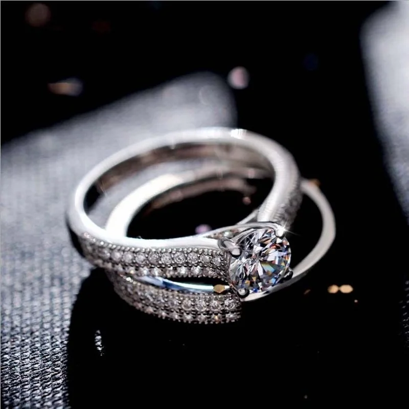 

2023 Trend Micro-Inlaid Simulation Diamond Proposal Engagement Wedding Women's Rings Cute Jewelry Female Ring Bijouterie Female