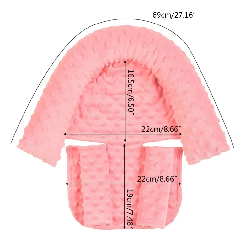 

Baby Car Safety Head Support Pillow with Matching Seat Belt Strap Covers Baby Carseat Headrest