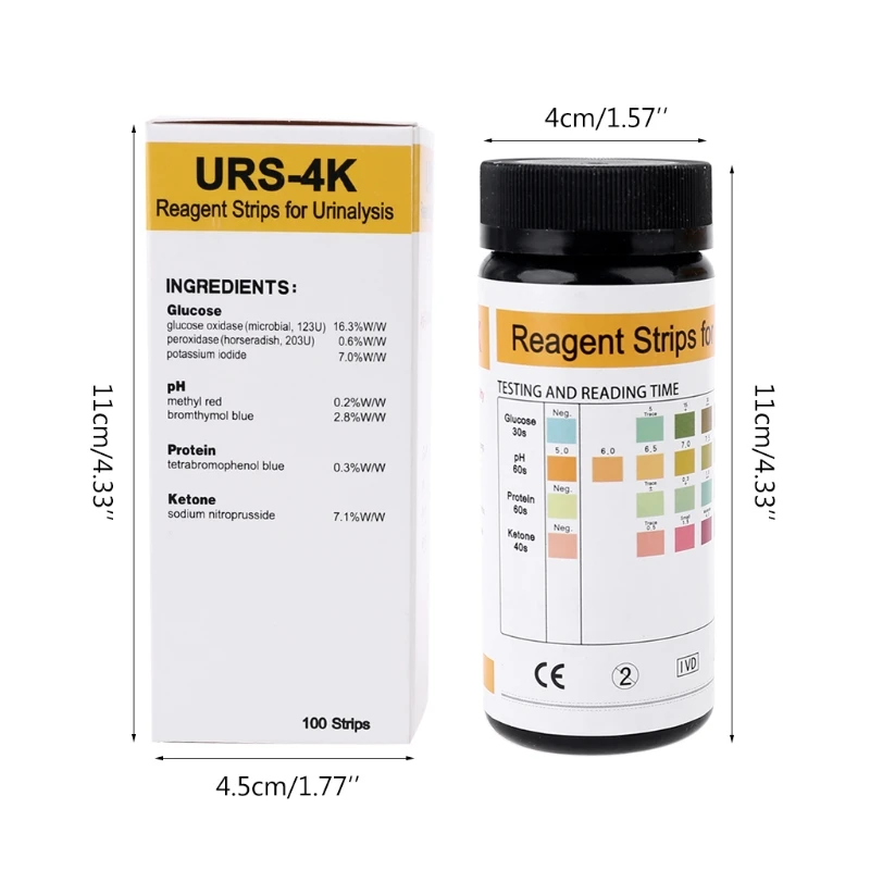 100 шт pH Глюкоза белок кетоновая тест-полоска для мочи Реагент анализа с защитой