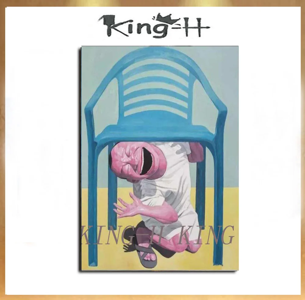 Персонаж ручная роспись большой рот интересный озорной Мальчик Поп Арт на холсте