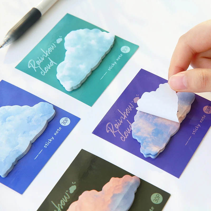 

4pcs Romantic Cloud Sticky Note Set Vintage Color Memo Post Pad Marker It Planner Stickers Office School Notebook Diary F6980