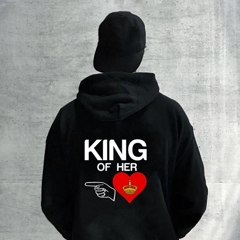 

Chritsmas Costumes QUEEN OF HIS HEART KING OF HER HEART Women Men Lovers Sweatshirt Lovers Couples Black Couple Hoodies
