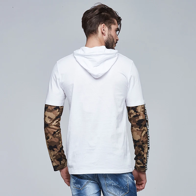 Женская мода 2020 мужские футболки в стиле пэчворк с длинным рукавом и капюшоном