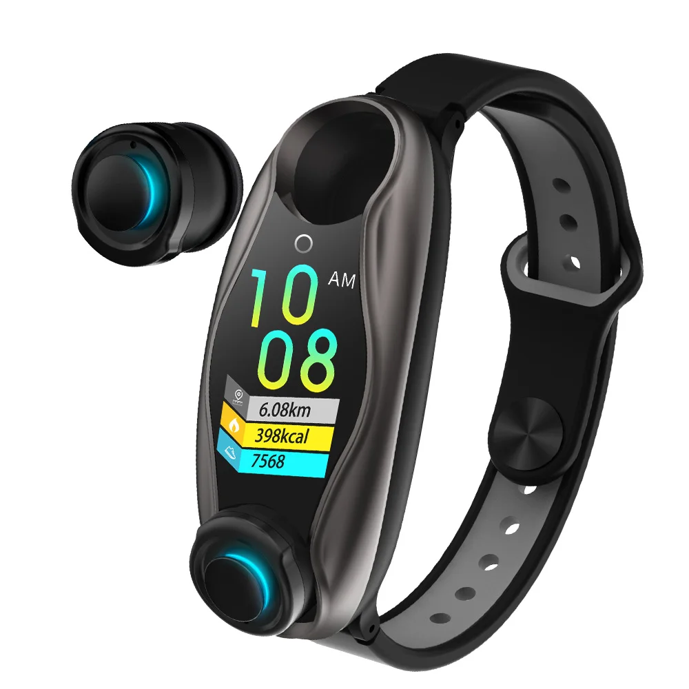 Black Новинка, спортивный фитнес-браслет для мужчин и женщин, Bluetooth наушники, монитор артериального давления, LEMFO, умный Браслет для здоровья, PK mi band 4 - Цвет: Black