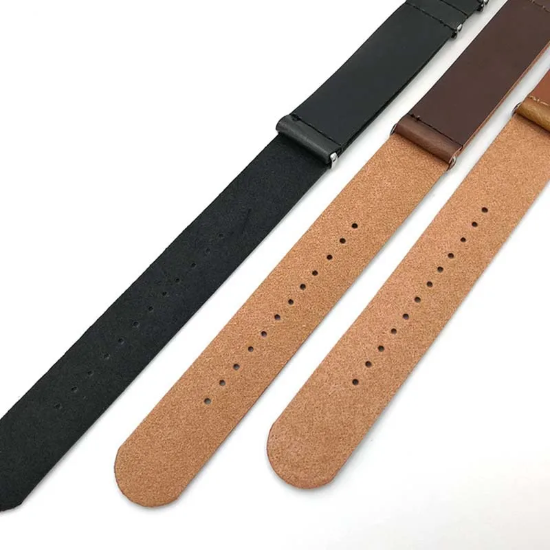 High Quality Leather ZULU Strap Strap NATO Imitation Leather Strap 18mm 20mm 22mm 24mm Watch Adjustment Replacement Accessories