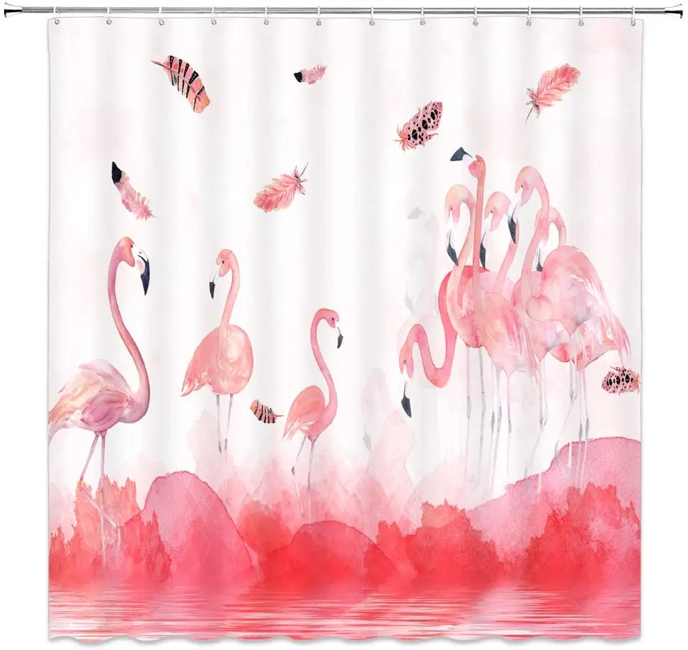 Красная Акварельная картина с фламинго мигрирующие тропические птицы животные