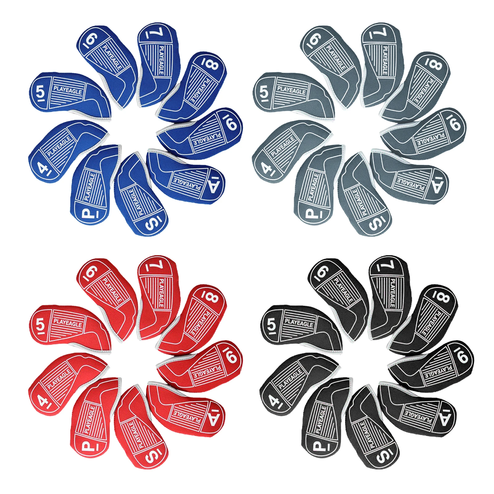 

Neoprene Golf Iron Headcover Set Club Head Cover Guard Number Tag 4-9,P,S,A