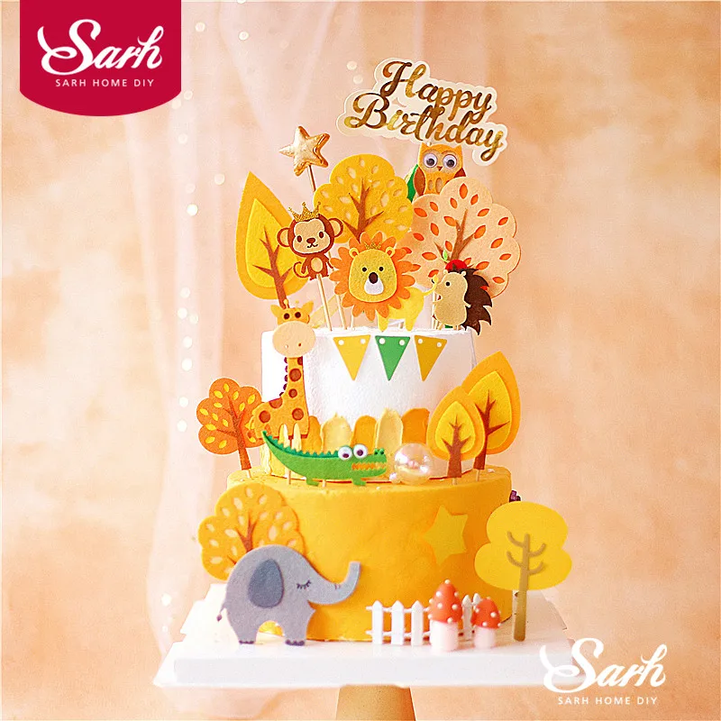 Войлочный Ежик Льва жирафа совы Топпер для украшения торта на день рождения