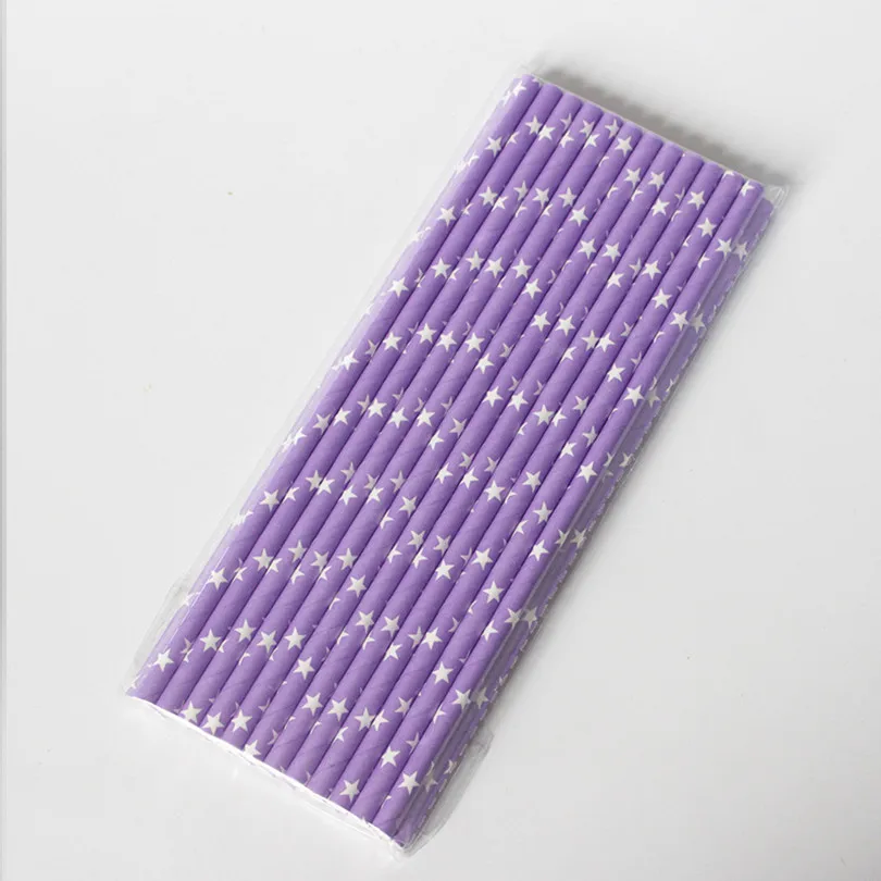 

200 pcs Lilac Star Paper Straws-Lavender Bridal Shower Wedding Birthday Coffee Party Everyday Biodegradable Disposabe Drinking