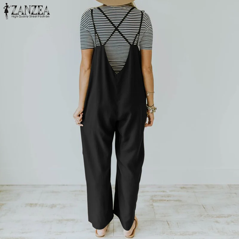 Женские повседневные Комбинезоны на бретельках с v-образным вырезом и широкими