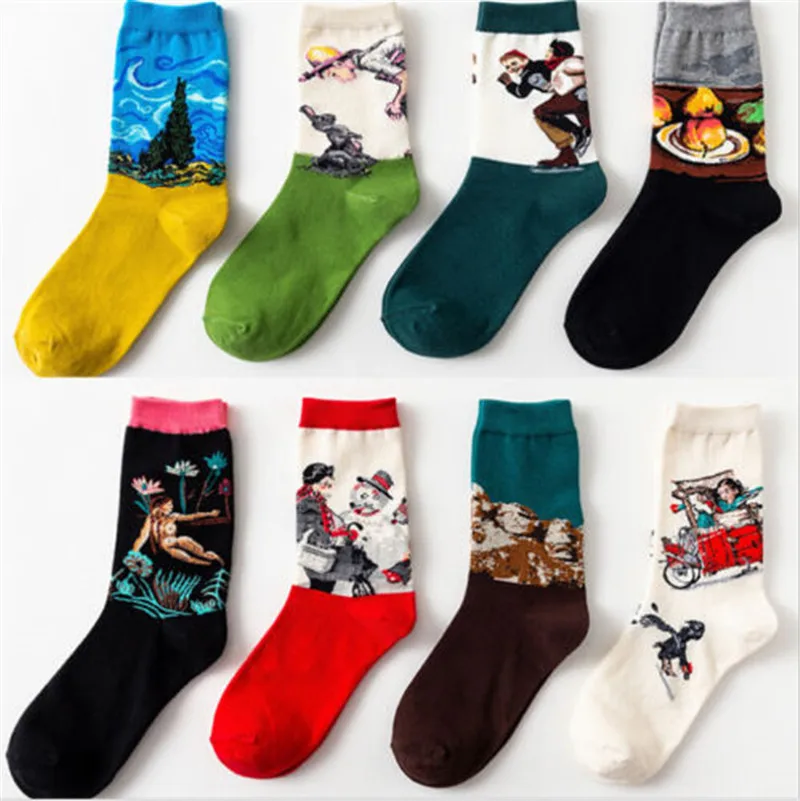 Носки в стиле ретро всемирно известные носки для женщин Осень зима серия