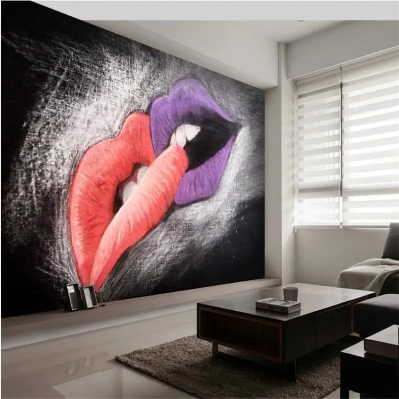 Milofi пользовательские 3D креативная ручная роспись маслом красные губы с любовью