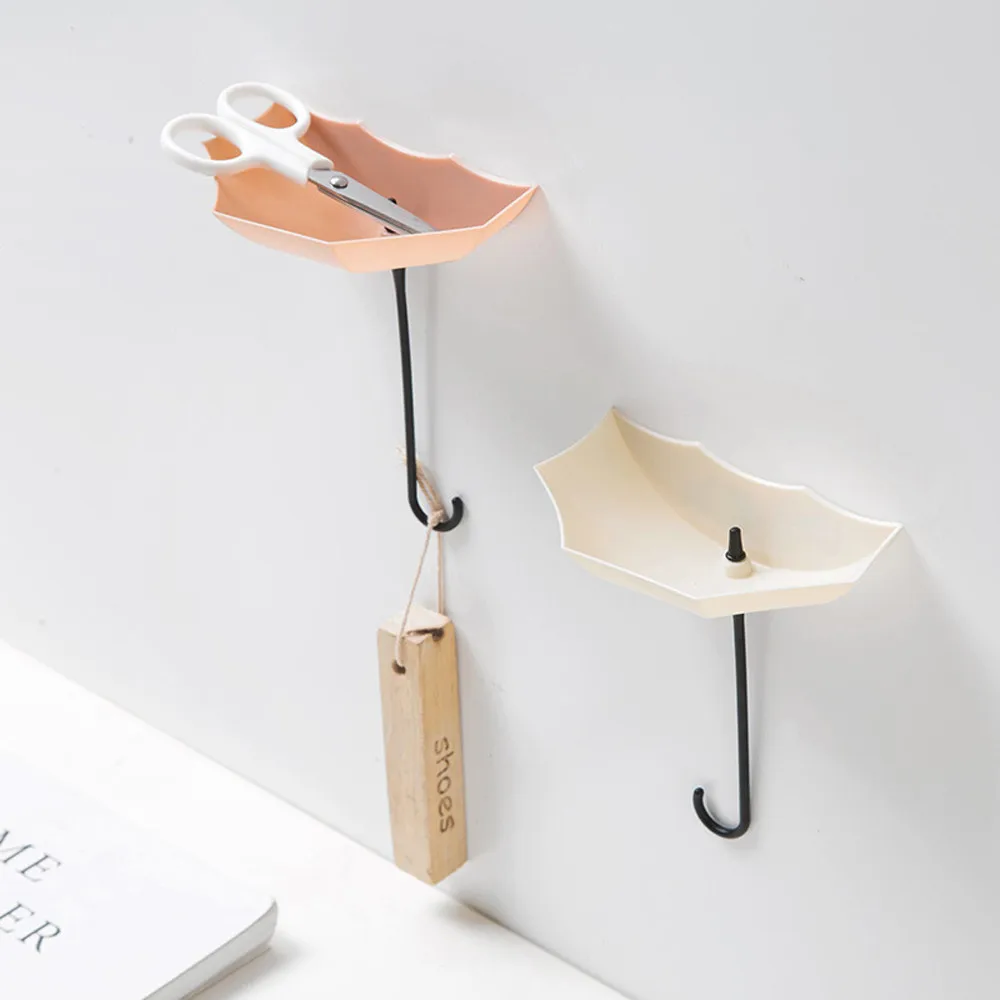 

6pcs/set Cute Umbrella Wall Mount Key Holder Wall Hook Hanger Organizer Durable Wall hooks QE