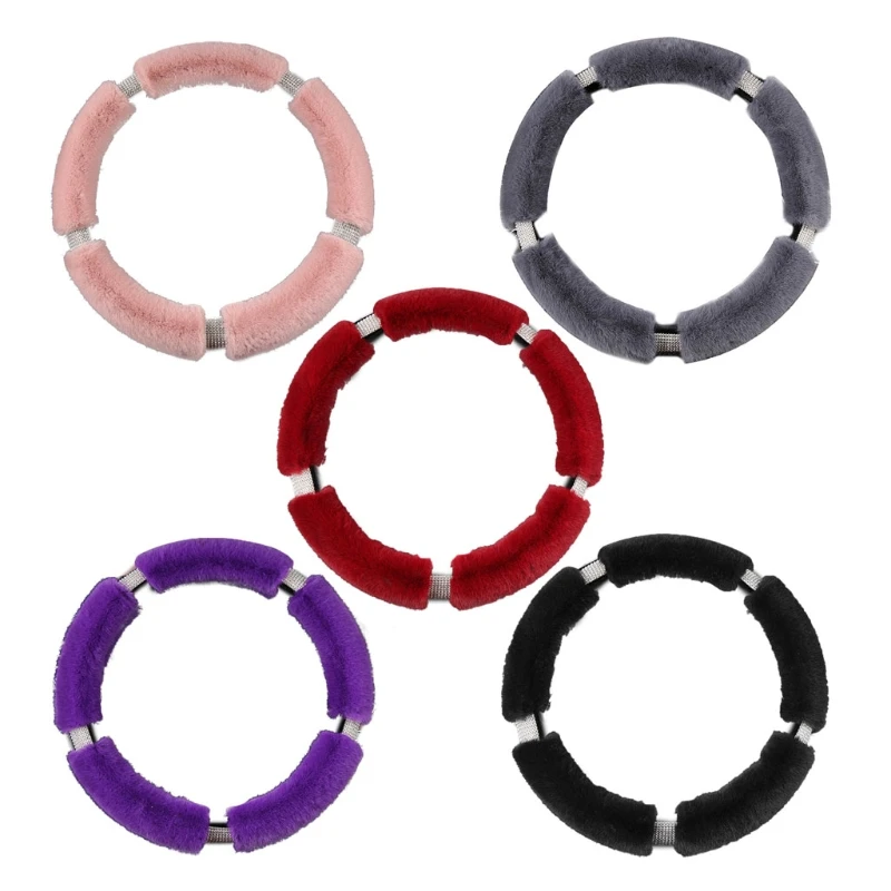 

Fluffy Steering Wheel Cover with Rhinestones Diamond Fur Furry Steering Cover