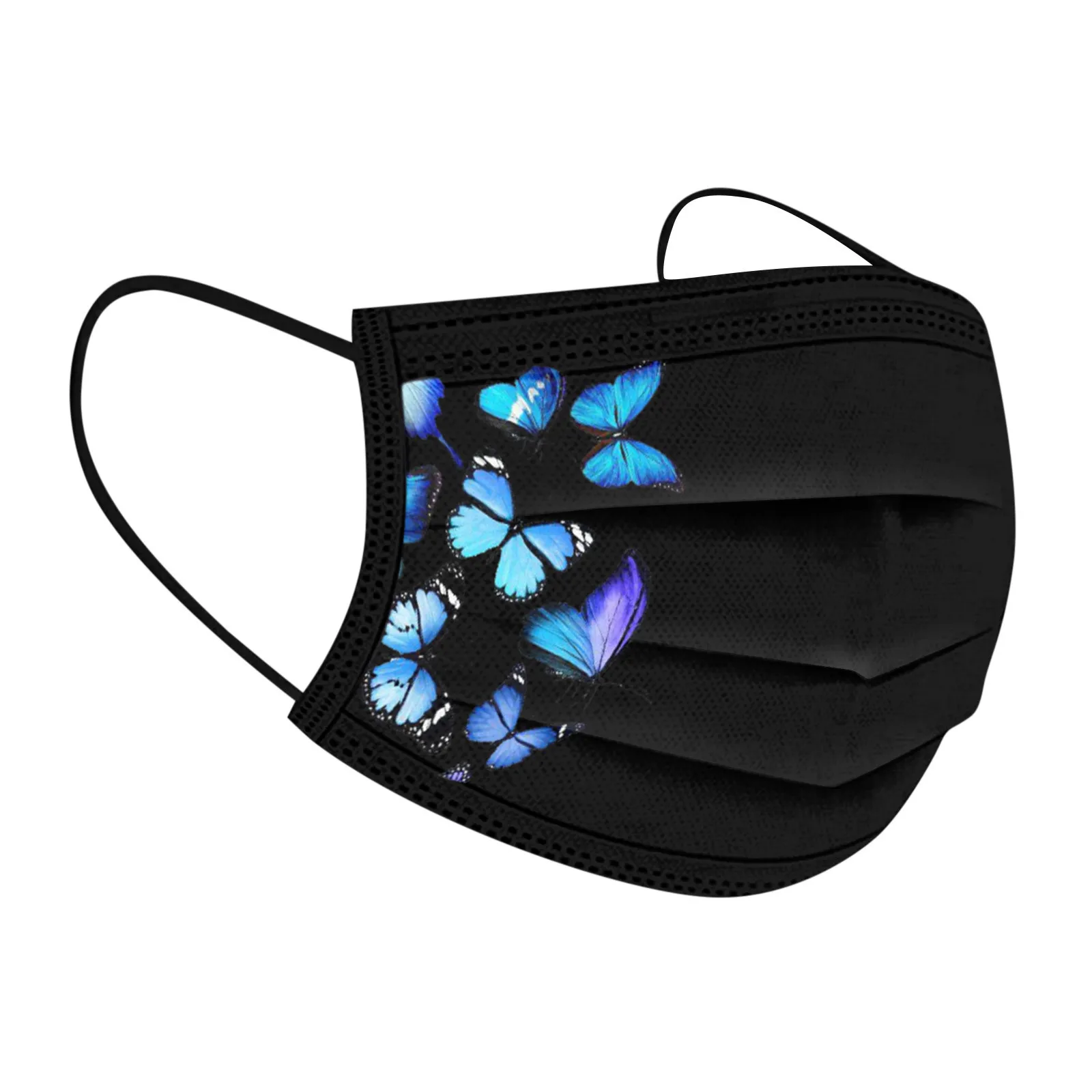 

Colorful Butterfly Pattern Printing Mouth Cover For Adult Women Man Disposable Face Mask Industrial 3Ply Non-woven Ear Loop 10PC