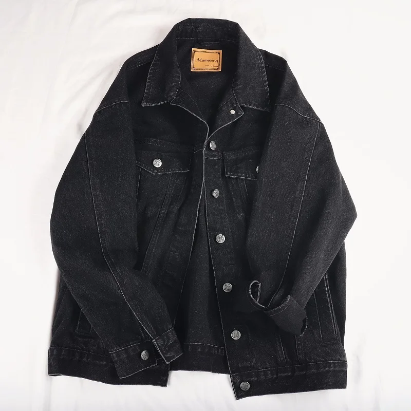 

Vintage Black Denim Jacket Women Coat Autumn Korean Loose Mid Long Outwear Chaqueta Mujer Casual Long Sleeve Jeans Jacket Female