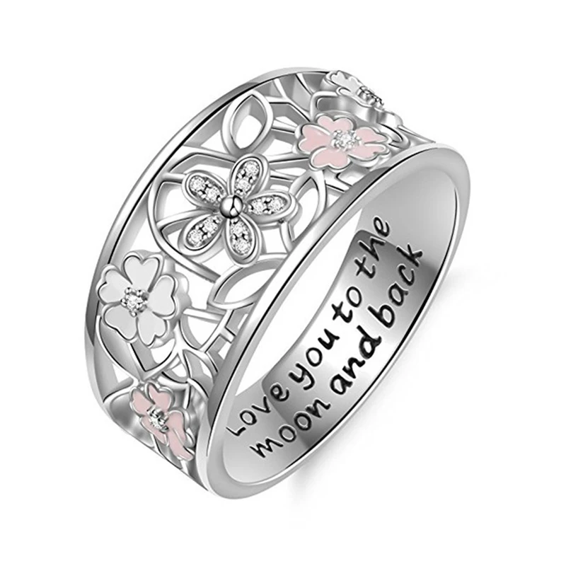 Hollow Out Flower Ring Women Fashion Jewelry Ladies Elegant Engagement Rings Banquet Accesorios Mujer Rhinestones Finger RIng | Украшения и