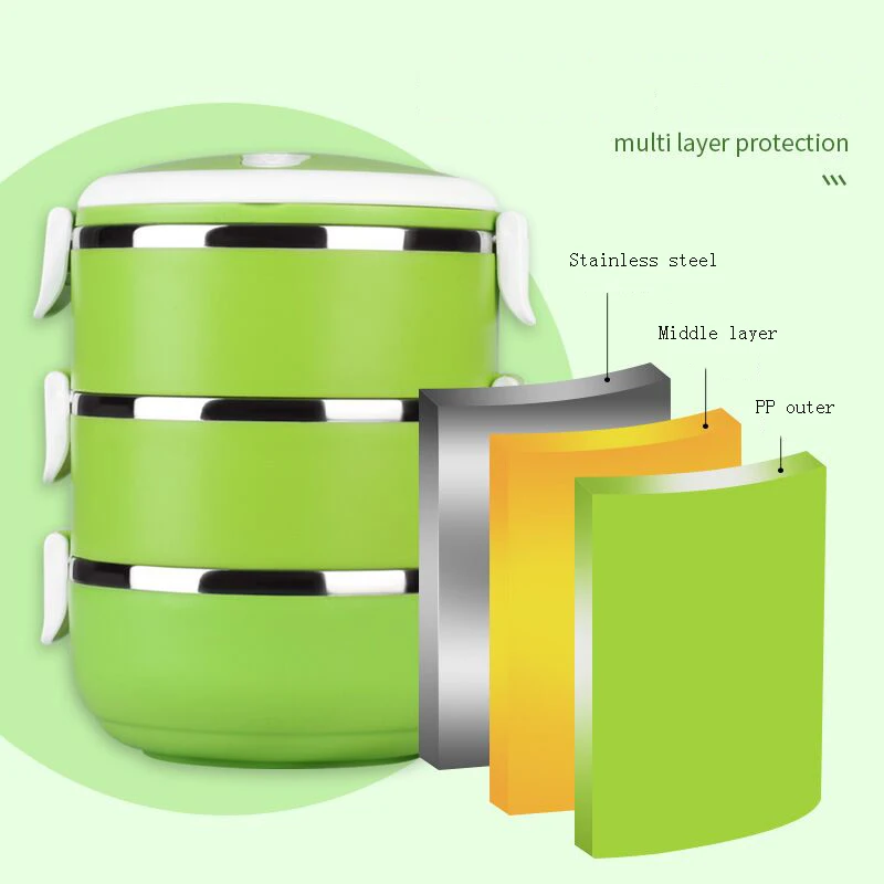 1 шт. Портативный Нержавеющая сталь утепленная Коробки для обедов офиса