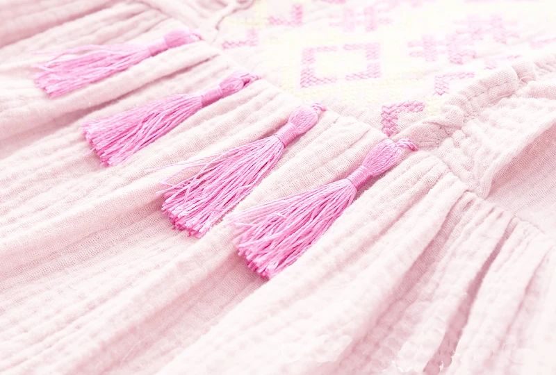 Одежда для девочек платья 2019 модное платье с длинными рукавами и вышивкой