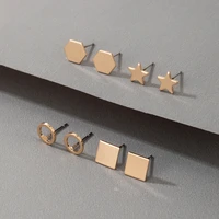 docona 4pairsset punk gold geometric earrings set for women simple star circle metal alloy earring ladies jewelry c%d0%b5%d1%80%d1%8c%d0%b3%d0%b8