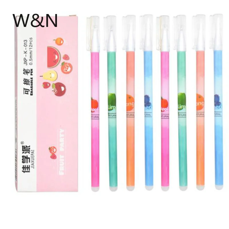 Стираемая ручка в виде милого единорога 12 шт./компл. 0 5 мм синие/черные чернила