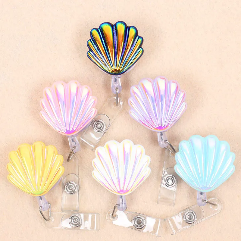 

Laser Shiny Shell Retractable Creative Plastic Badge Holder Reel Student & Nurse Exhibition Enfermera Girl Name Card Chest Card