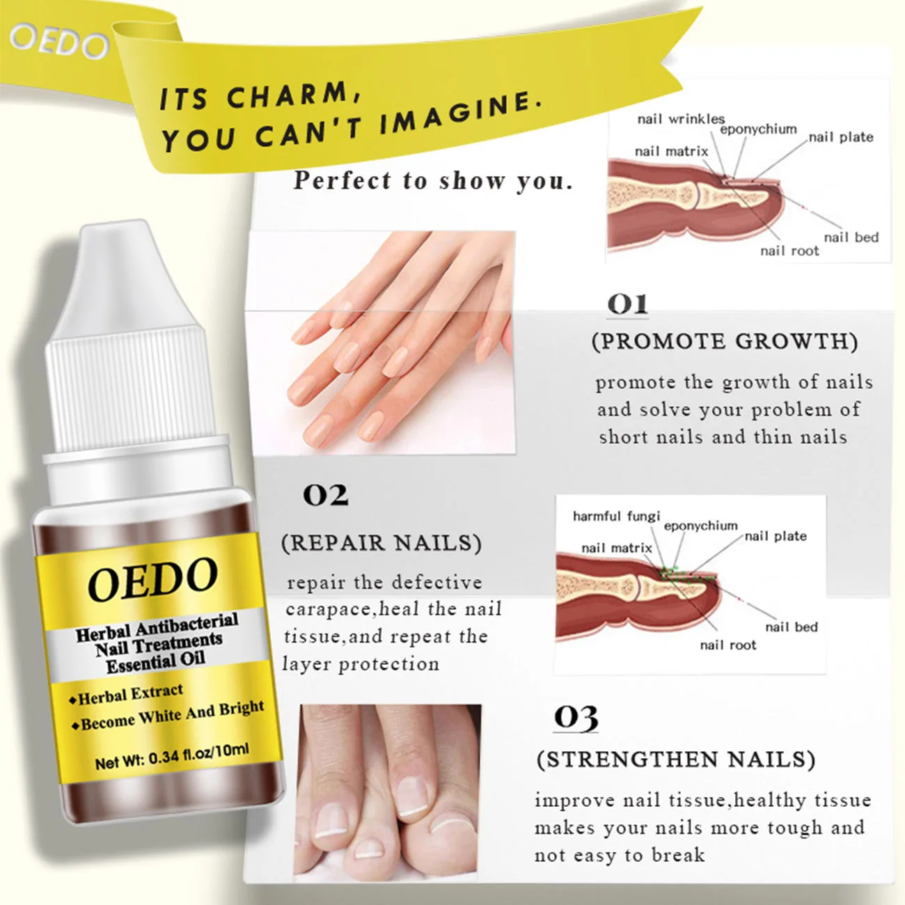 

OEDO Herbal Nail Repair Essence Oil Remove Nail Care Moisturizing Nourish Whitening Toe Repair Nail Liquid