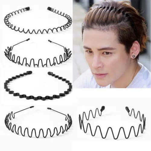 

3Pcs/lLot Metal Waved Style Alice Sports Hairband Solid Unisex Hair Band Adult Headwear Accessories