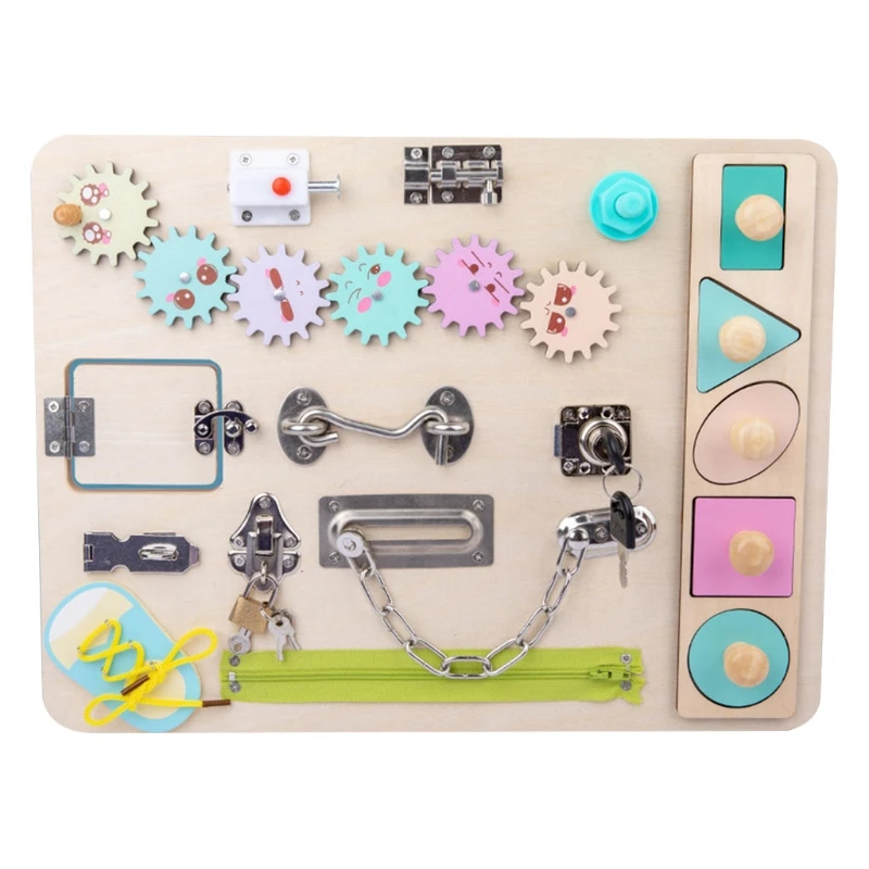 

T5EC All-in-one Sensory Wooden Board Cube Educational Toy Board with Pegged Puzzles and Numbers for Toddler Play-and-Learn