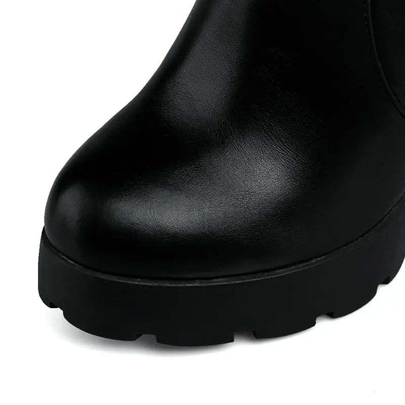 Женские высокие сапоги на платформе черные или белые выше колена высоком