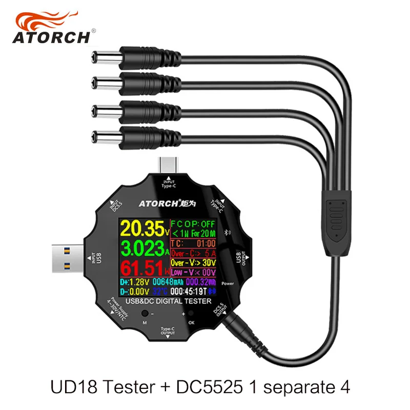 Цифровой вольтметр UD18 DC5.5 DC5525 амперметр измеритель напряжения и тока детектор usb