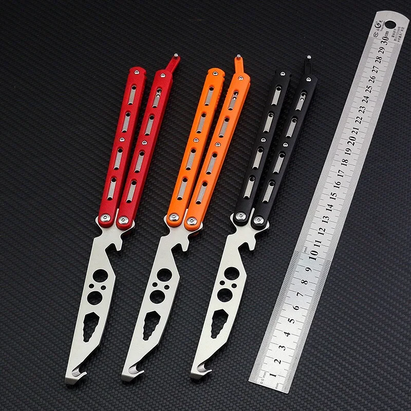 

Folding Knifes Cs Go Butterfly Knife Training 440C Stainless Fixed Blade No Cutting Edge Outdoor Utility Game Practice Tool