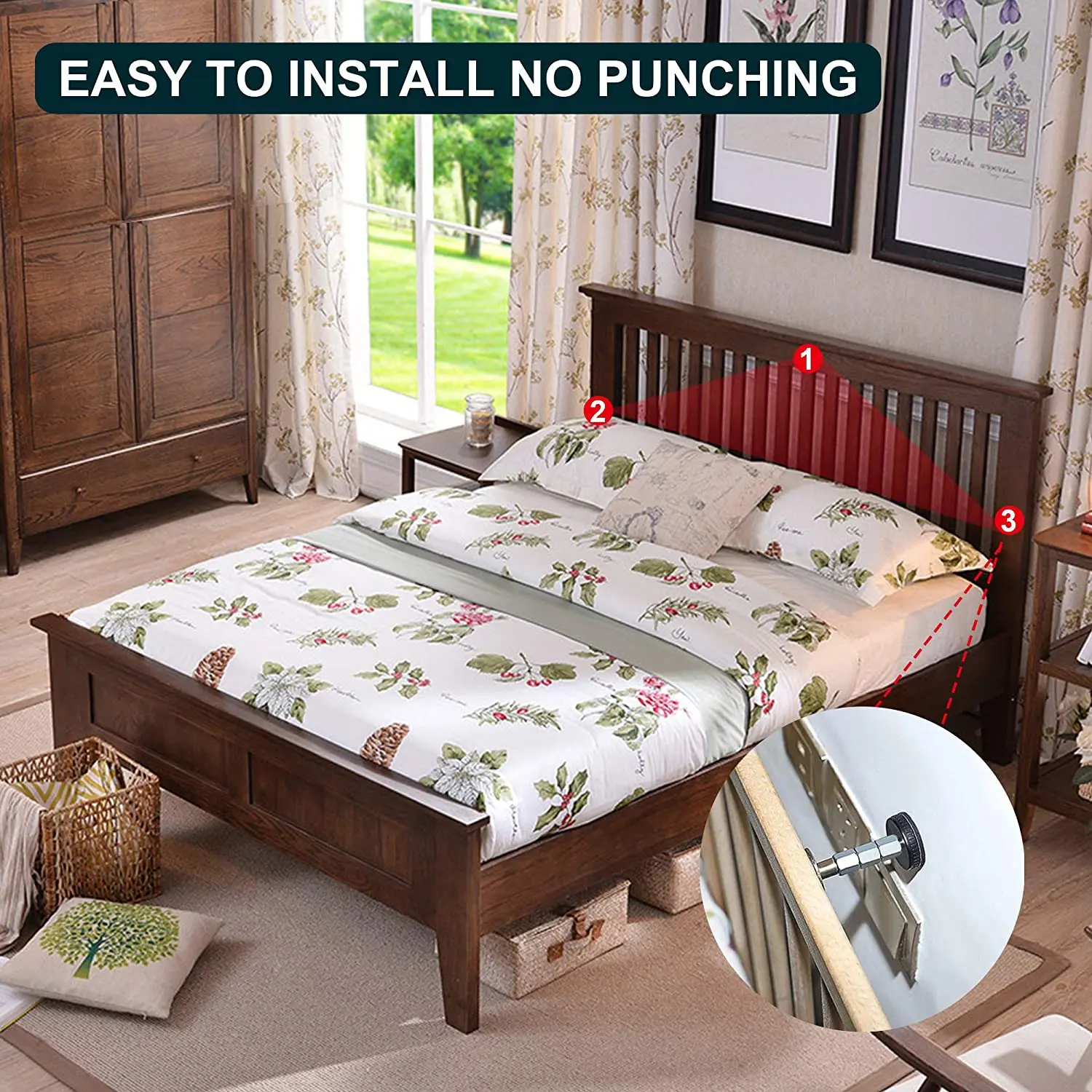

Adjustable Threaded Bed Frame Anti-Shake Tool, Headboard Stoppers, Bedside Anti Shake Tool for Beds Cabinets Sofas
