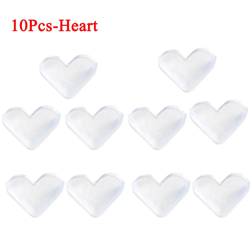 10Pcs-Heart Детский безопасный уголок для ребенка угловая Защита Детские Силиконовые накладка на углы защита головы антиколлизия угловая - Цвет: 10Pcs-Heart