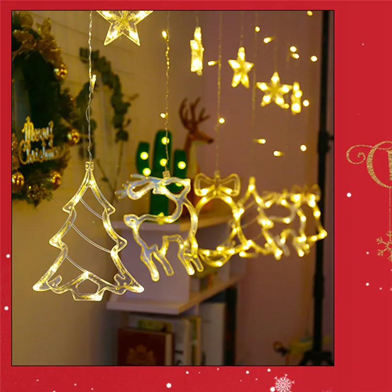 Звездные занавески рождественские гирлянды светодиодные фонари вечерние