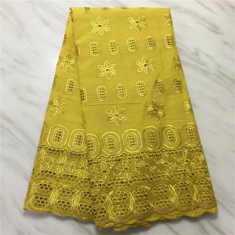 

5 Yard Swiss Fabric 2022 Latest Heavy Beaded Embroidery African 100% Cotton Voile Lace Popular Dubai Style For wedding Party PL2