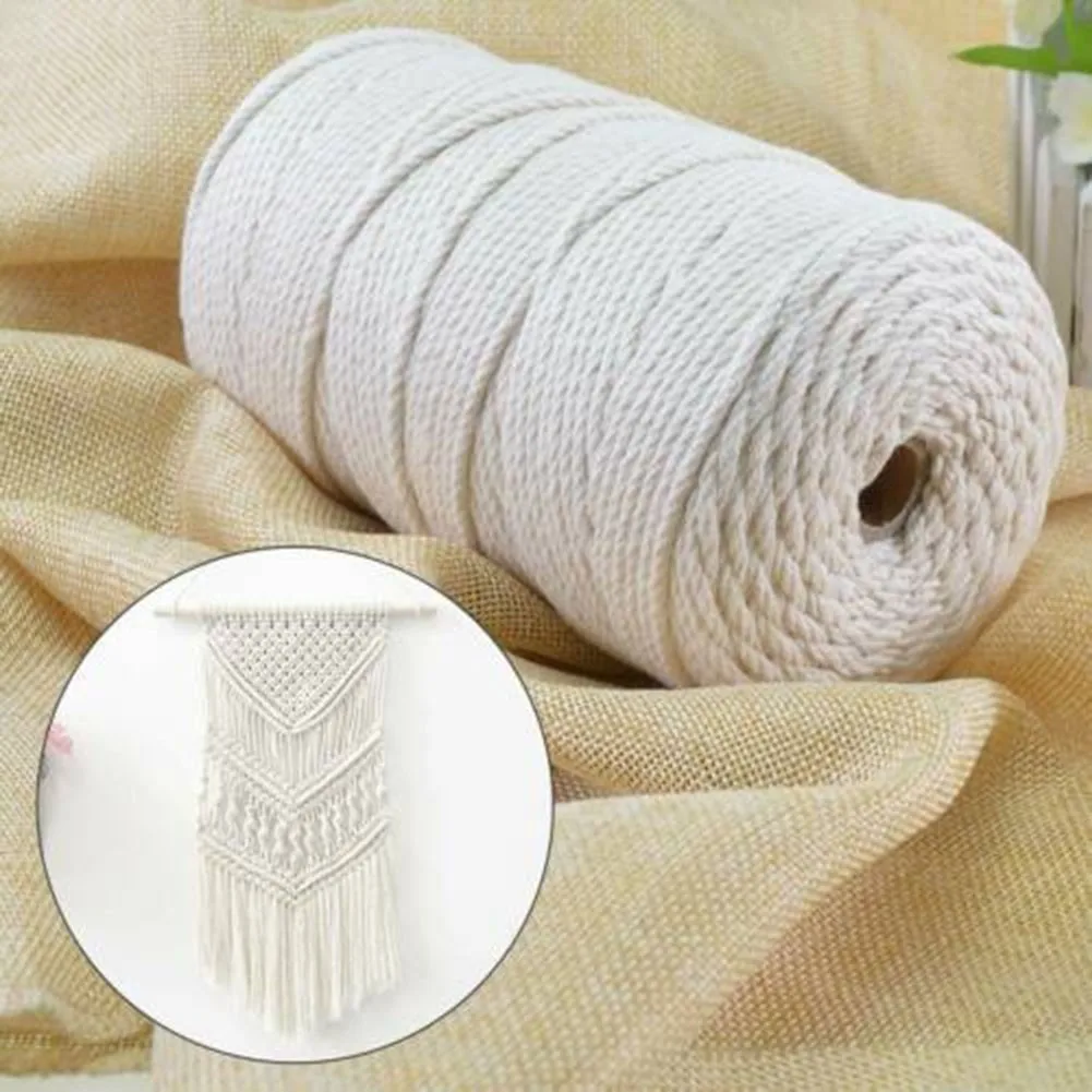 

3mm Macrame Rope Twisted String Cotton Cord For Handmade Natural Beige Rope DIY Woven Tapestry Rope Binding Decoration Rope