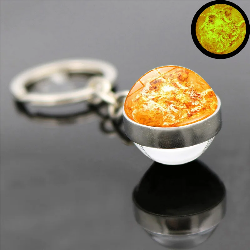 

Milky Way Nine Planets Universe Planet Luminous Keychain Time Gem Double-sided Glass Ball Pendant Key Chain Jewelry
