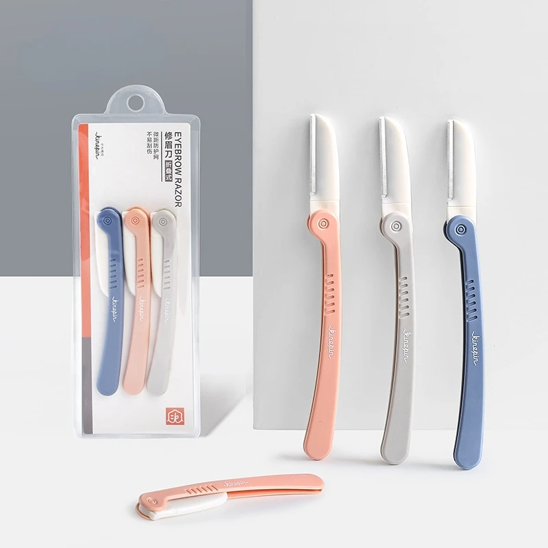 

3 Pcs/Set Small Eyebrow Trimmer Knife Sets Protective Hair Removal Devices Portable Anti-scratch Trimming Scraper Beauty Tools