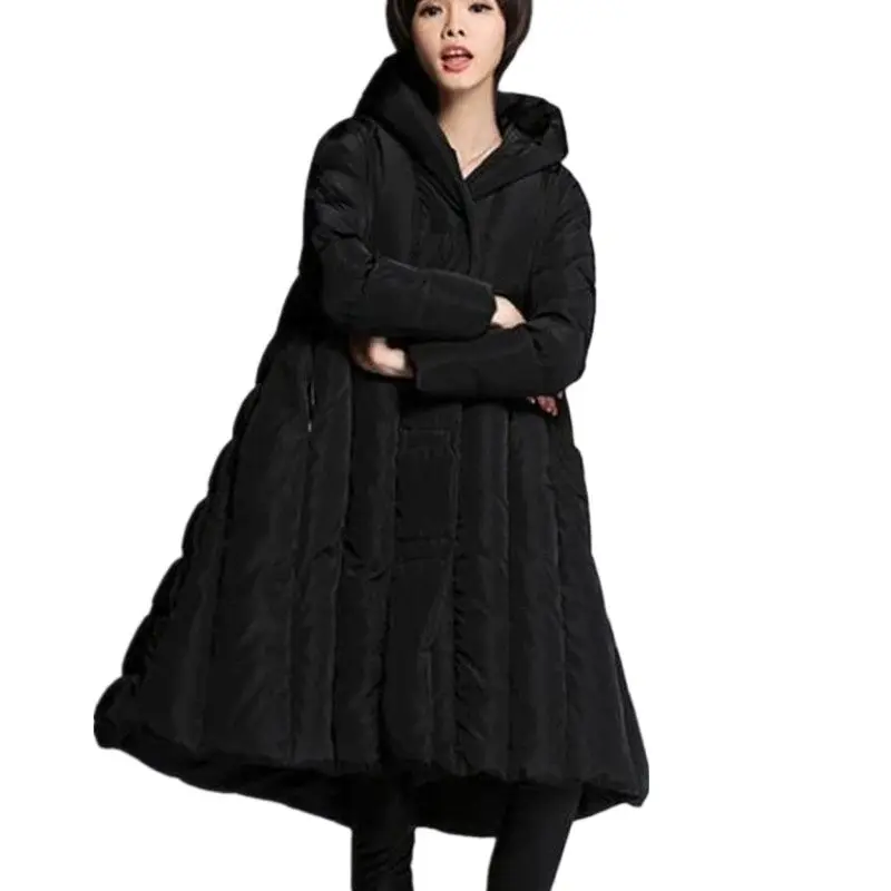 

Super size 6XL 7XL women's down jacket warm Thicken padded winter Parker long hooded jacket coat loose casual cotton jacket 398