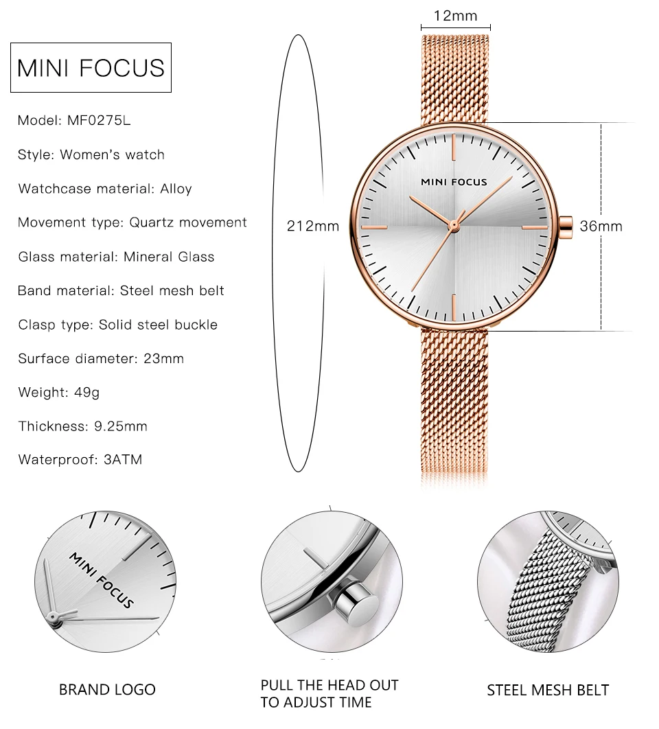 Женские кварцевые часы MINI FOCUS минималистичные повседневные люксовый бренд