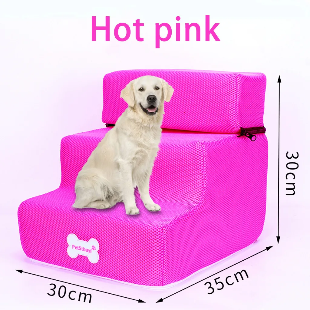 Hot Pink Pet лестницы воздухопроницаемая сетка складная ПЭТ лестница Съемная кровать для собак лестница для собак 2 ступени лестница для маленьких собак лежак для питомца - Цвет: Hot Pink