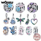 Подвеска из серебра 925 пробы в виде цветных цветов для браслетов